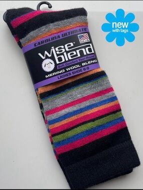 Merino wool blend multi-coloured socks | Size: fits 6-9